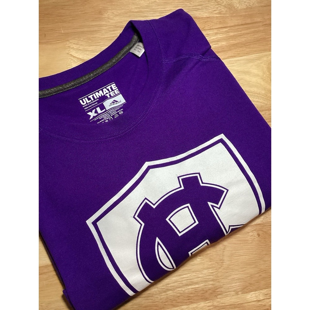 Mens Adidas Holy Cross Short Sleeve Performance Ultimate Tee- Purple- XL‎